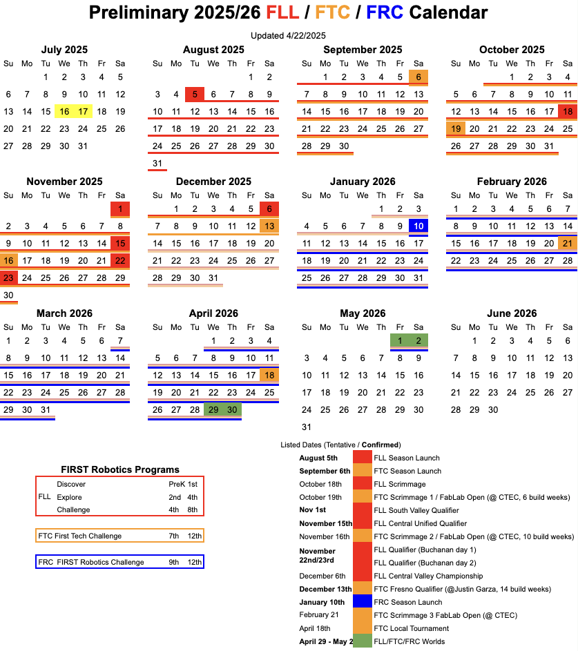 FIRST Calendar