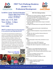 FIRST Summer 2025 Academy Flyer